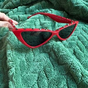 Valentino red rockstud cat eye sunglasses